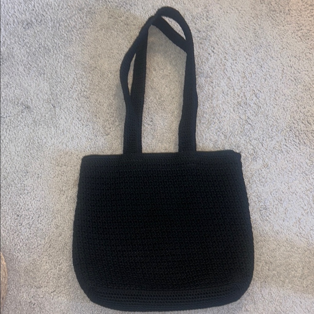 Crocheted Black Tote Bag